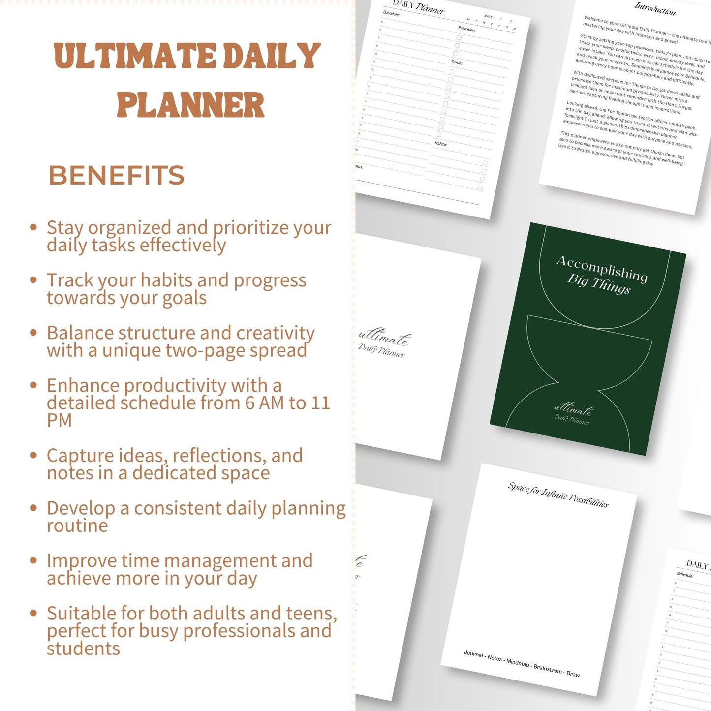 The Ultimate Daily Planner 📅 - Organize Your Day with Purpose & Precision - Accomplish Big Things