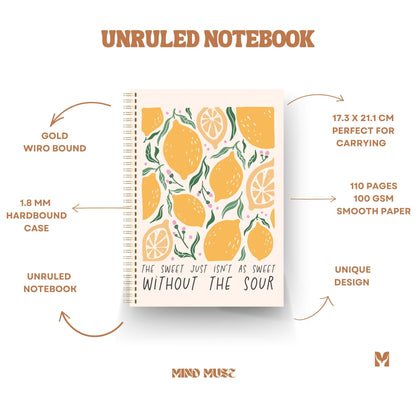 "Sweet & Sour" Unruled Notebook 🍋 - Your Creative Canvas for Inspired Thoughts