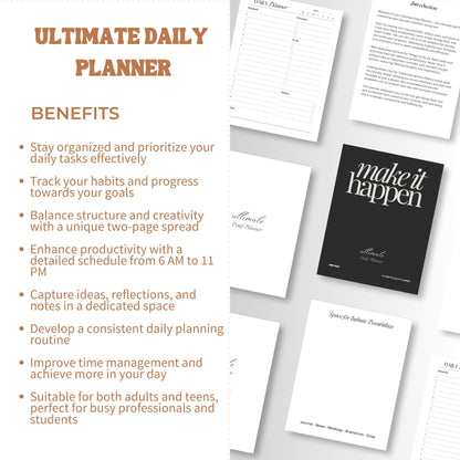 The Ultimate Daily Planner 📅 - Organize Your Day with Purpose & Precision - Make It Happen